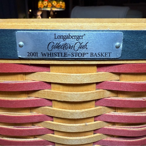Longaberger 2001 Whistle Stop Basket Collector Club Basket Lid Combo Prot TieOn - Picture 7 of 16